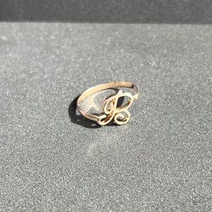 925 Gold Plated Initial B Ring